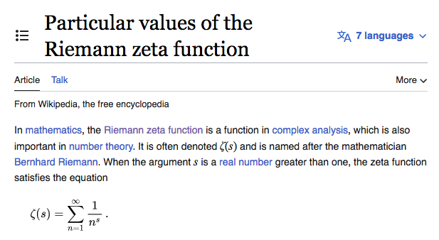 proof explanation - Value of the Riemann Zeta Function for