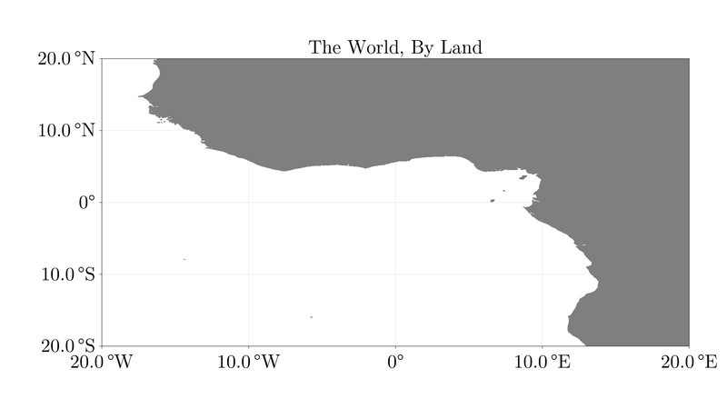Same as the previous graph, except some of the Western portion of Africa is visible as a solid gray shape.