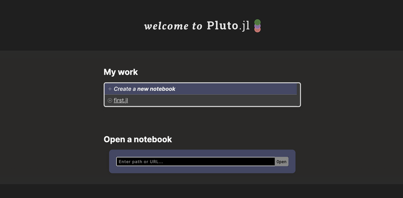 Homepage of Pluto.jl